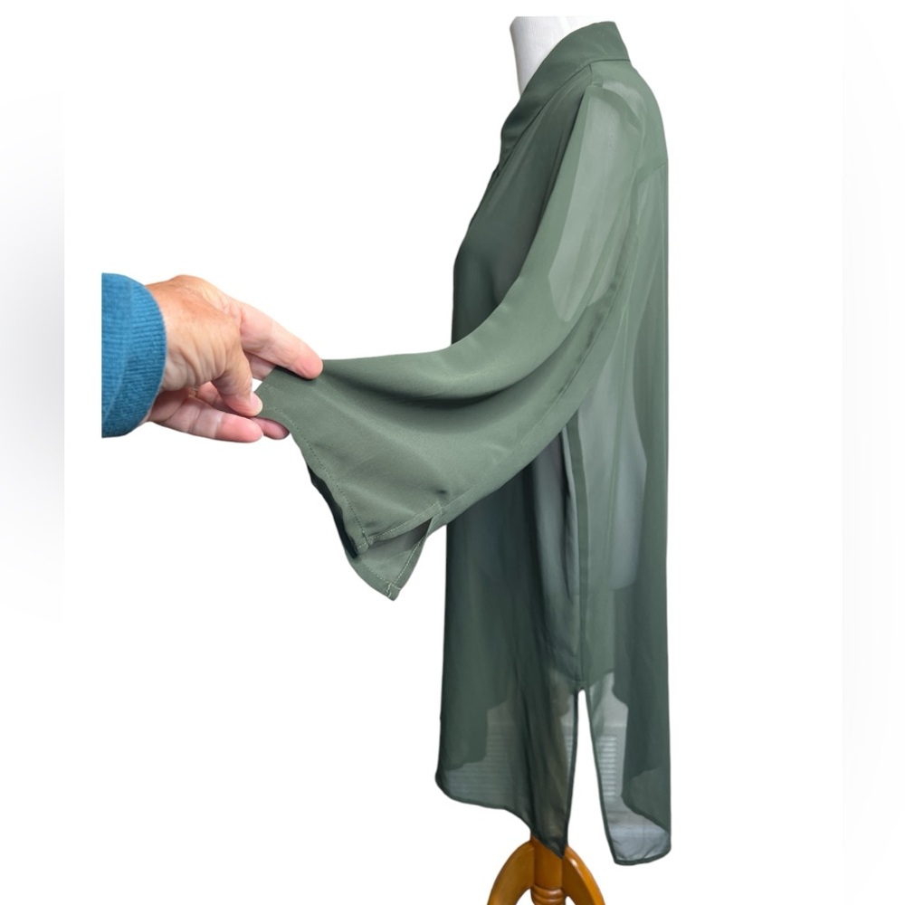Pursuits Blouse Long Tunic Button Front Sheer Lay… - image 4